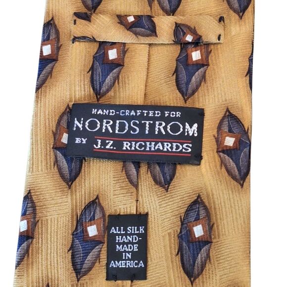 JZ Richards Silk Tie Handmade Necktie America Nordstrom Gold - Picture 9 of 12